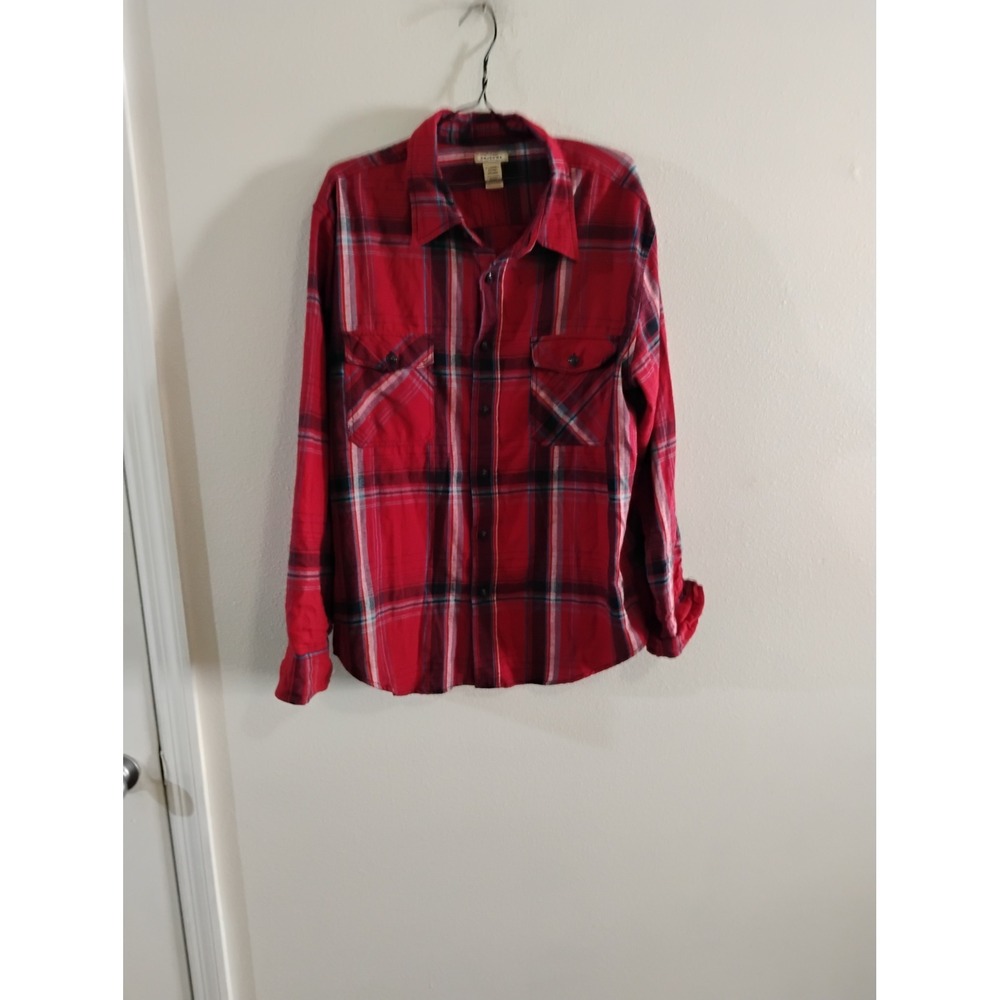 Arizona Jean Co Mens XL Red Plaid Flannel Button Down Shirt Long Sleeve Cotton